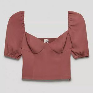 Aritzia Wilfred Novella Short sleeve Blouse Ashy Rose Pink Size Small